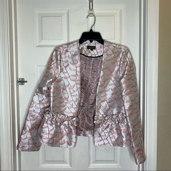 Topshop Silver and Pink Open Front Blazer Size 10 - Picture 1 of 9